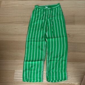 H&M Green and White Striped Pants
